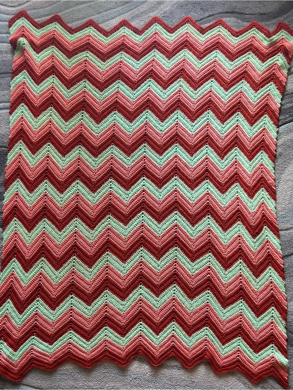 Vintage Handmade Chevron Knit afghan Throw Blanket